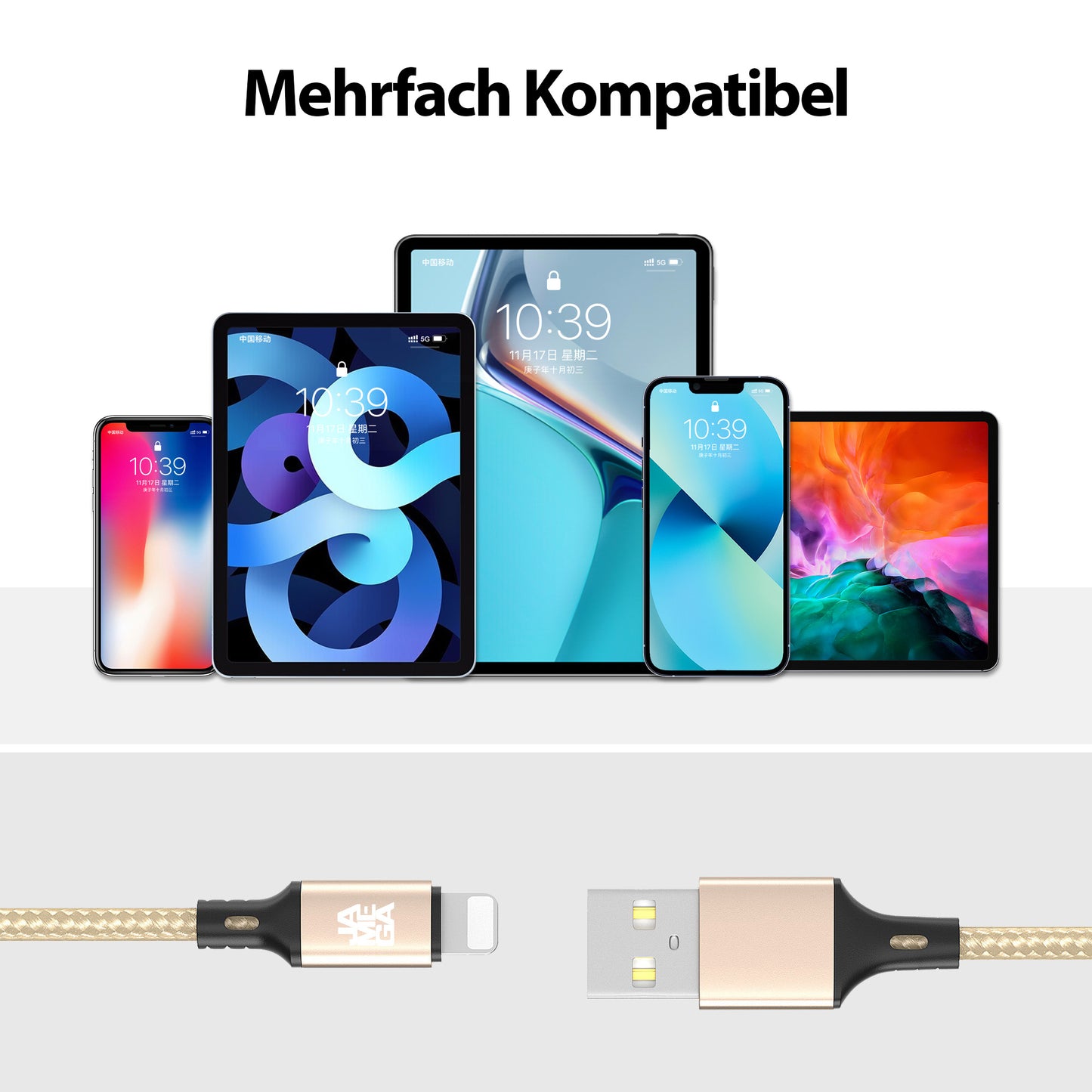 iPhone charging cable new generation cotton / gold - Variation