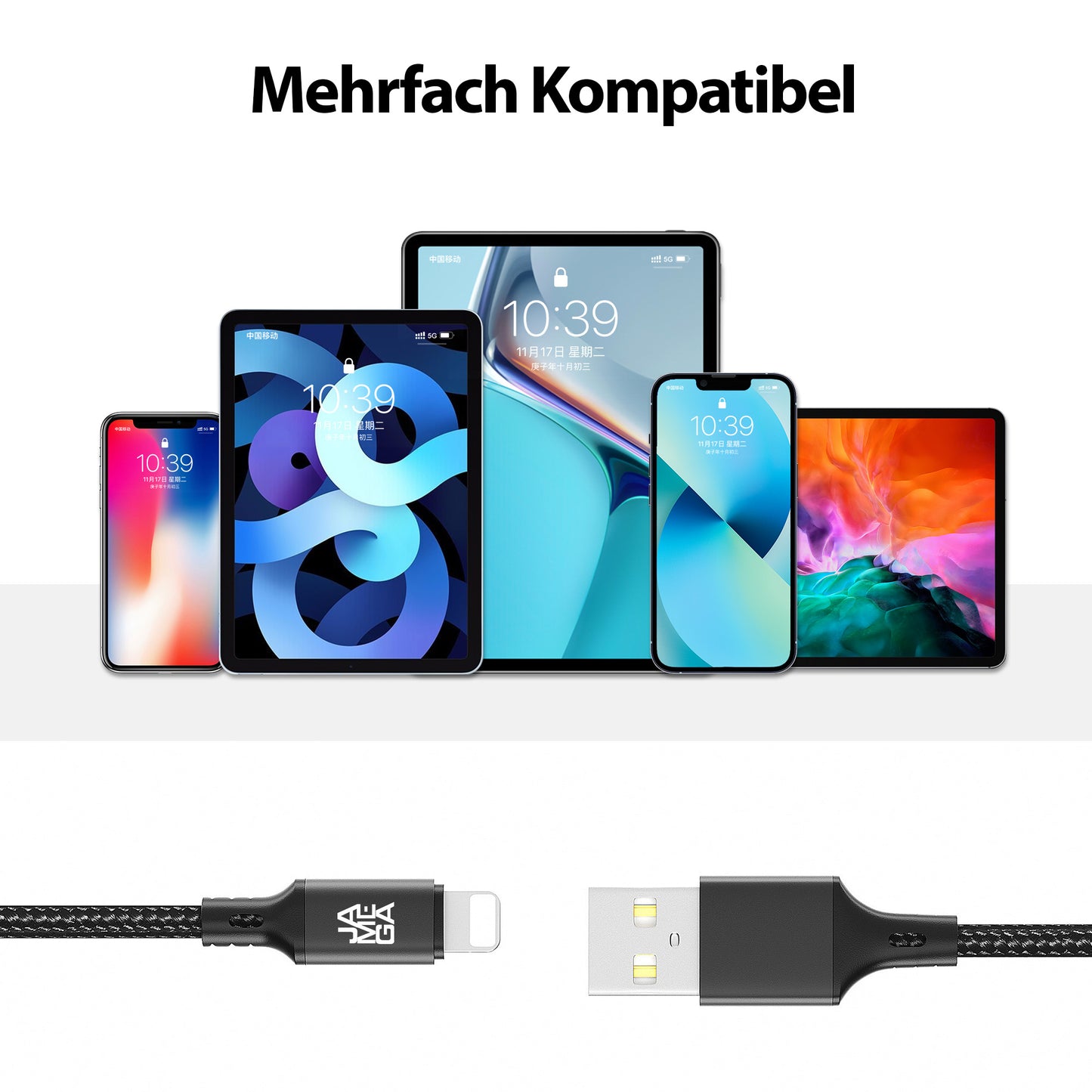 iPhone charging cable new generation cotton / black - Variation