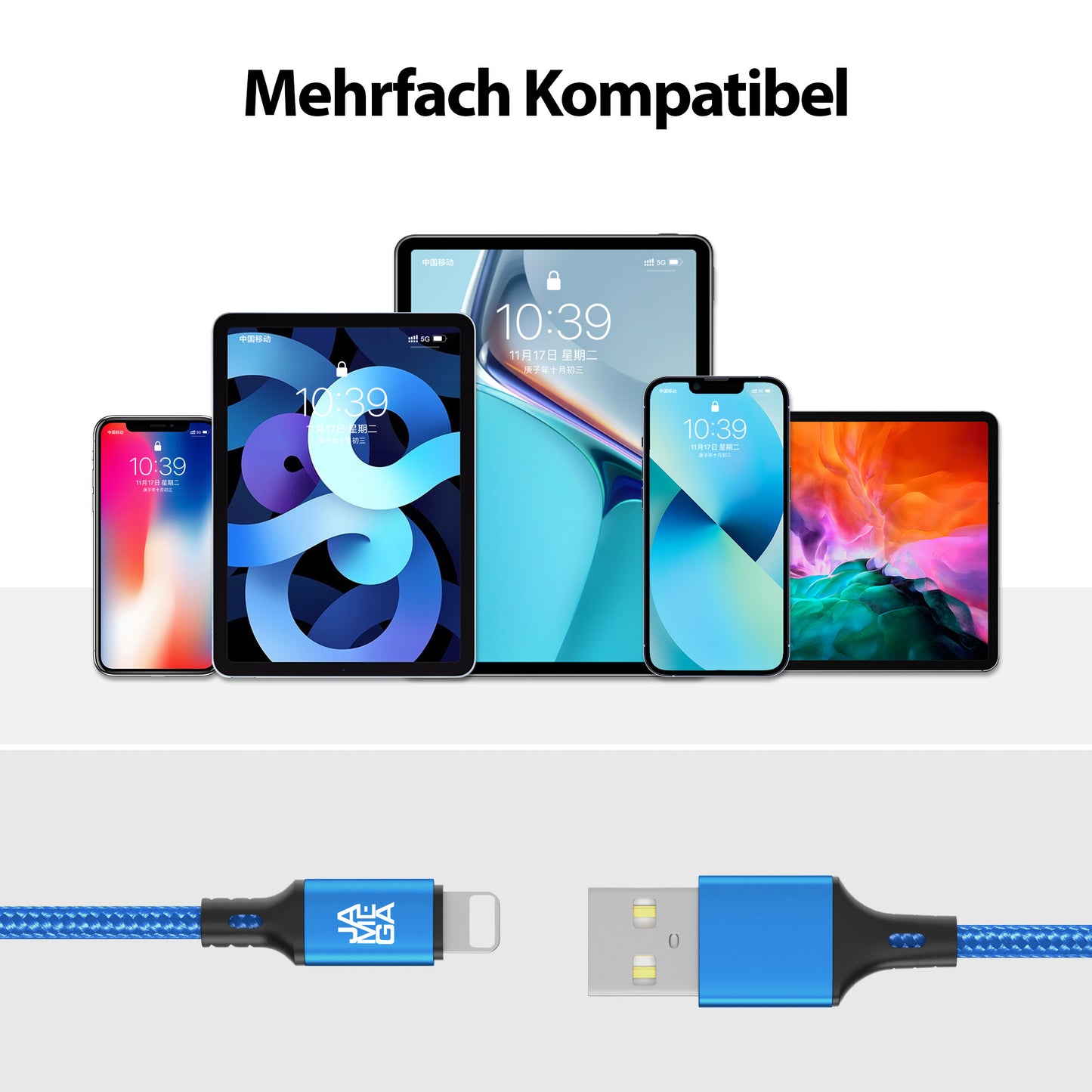 iPhone charging cable new generation cotton / blue - Variation