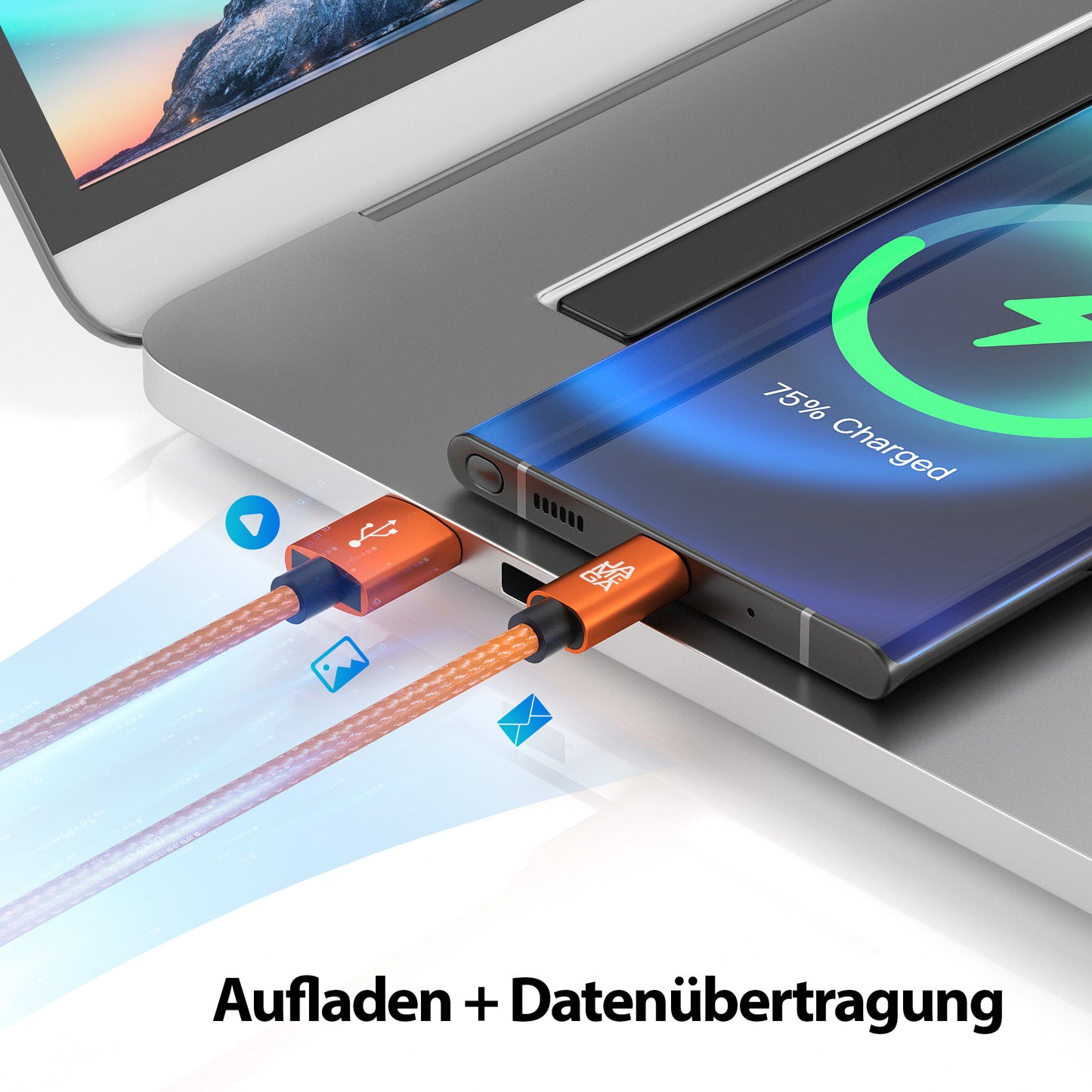 USB-C - USB A | Nylon + Metal Shell | *NEW MODEL* - Orange - Variante "eBW"
