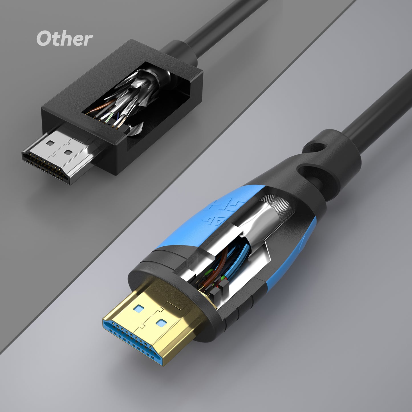 4K U-HD 2.0 HDMI Kabel - Plug Schwarz/Blau - Variation "eBW"