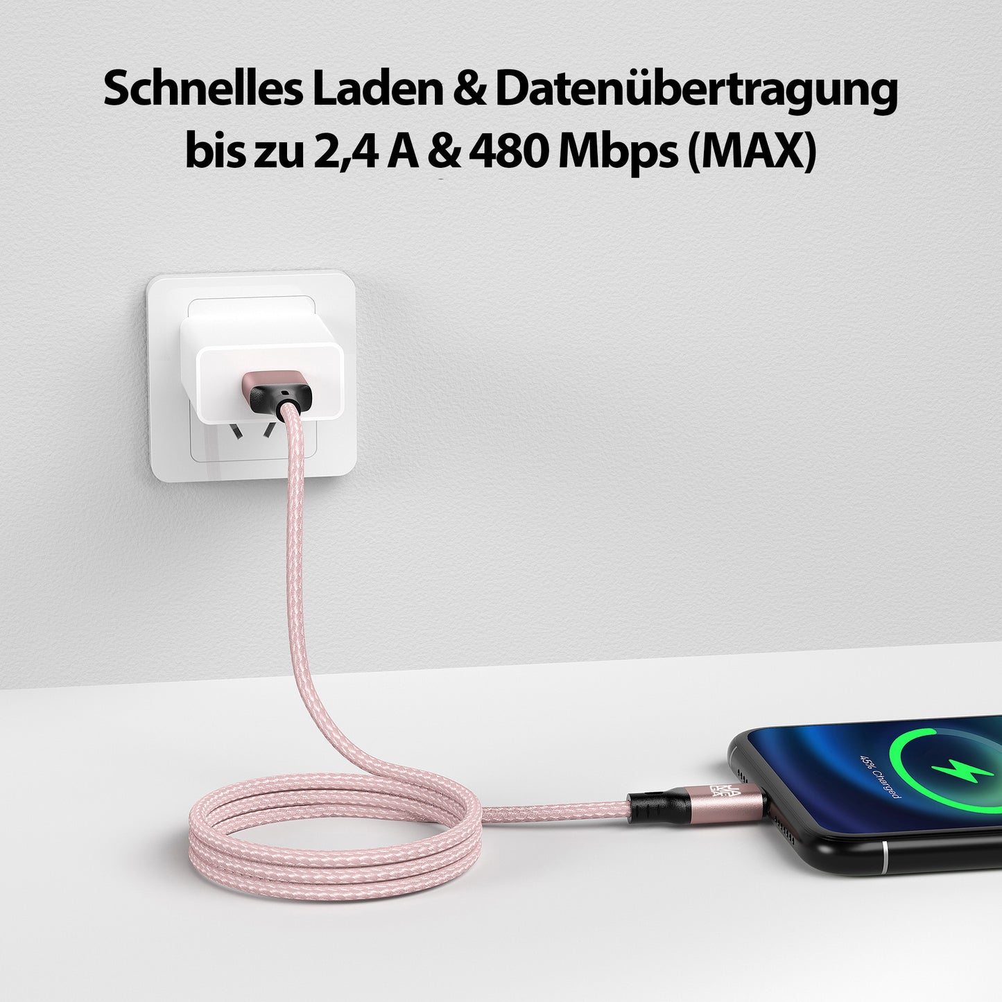 iPhone charging cable new generation cotton / rosegold - Variation