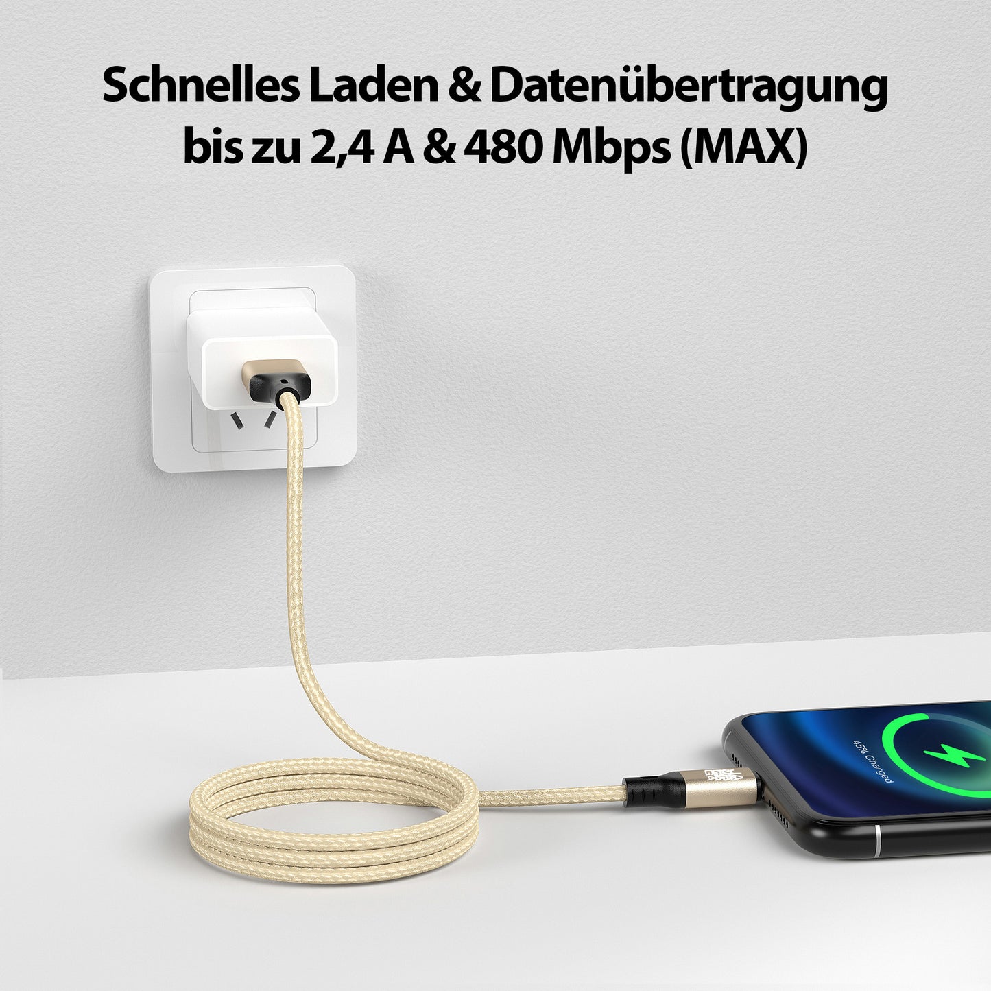 iPhone charging cable new generation cotton / gold - Variation
