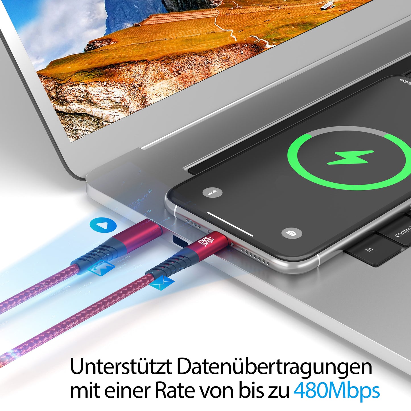 USB-C zu Lightning Kabel - Rot - Variante
