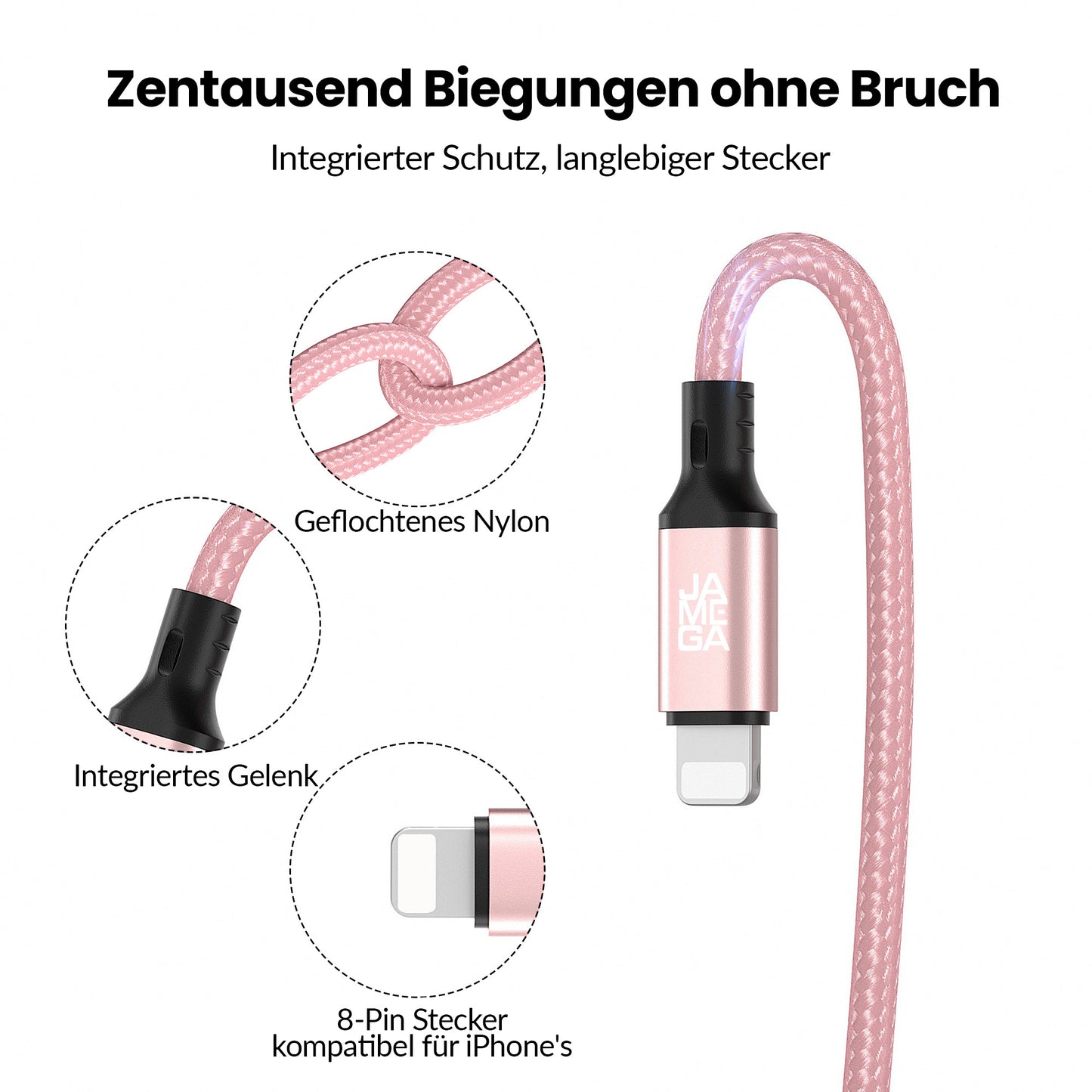 iPhone charging cable new generation cotton / rosegold - Variation