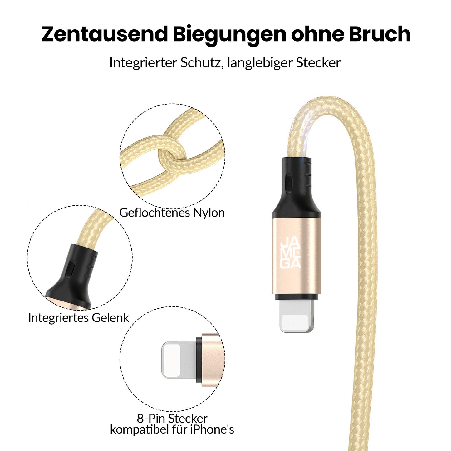iPhone charging cable new generation cotton / gold - Variation