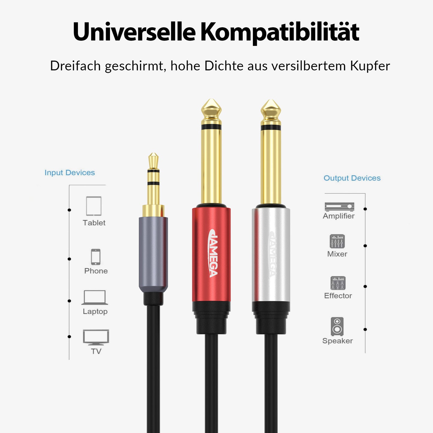 Aux Cabel 3.5mm zu 2*6.35mm - Variation