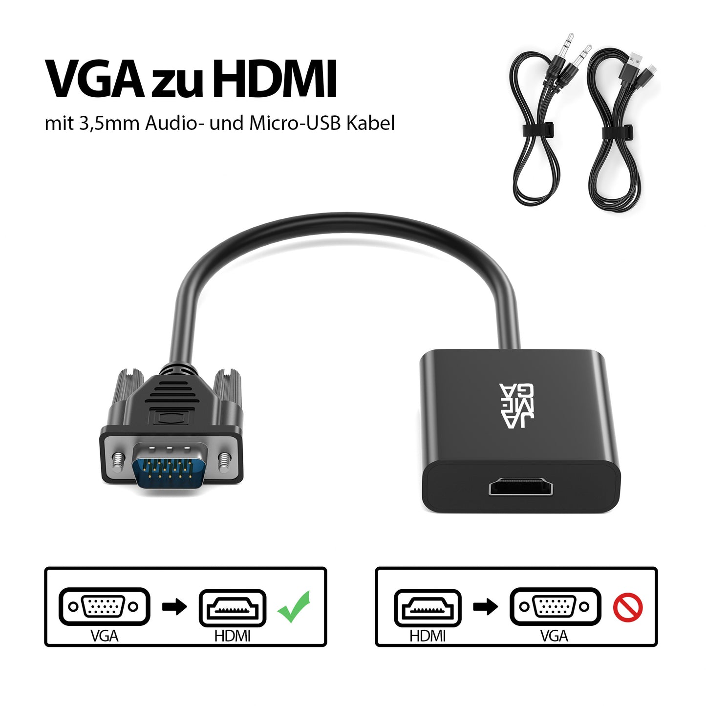VGA Stecker auf HDMI Buchse Adapter inkl. Soundkarte