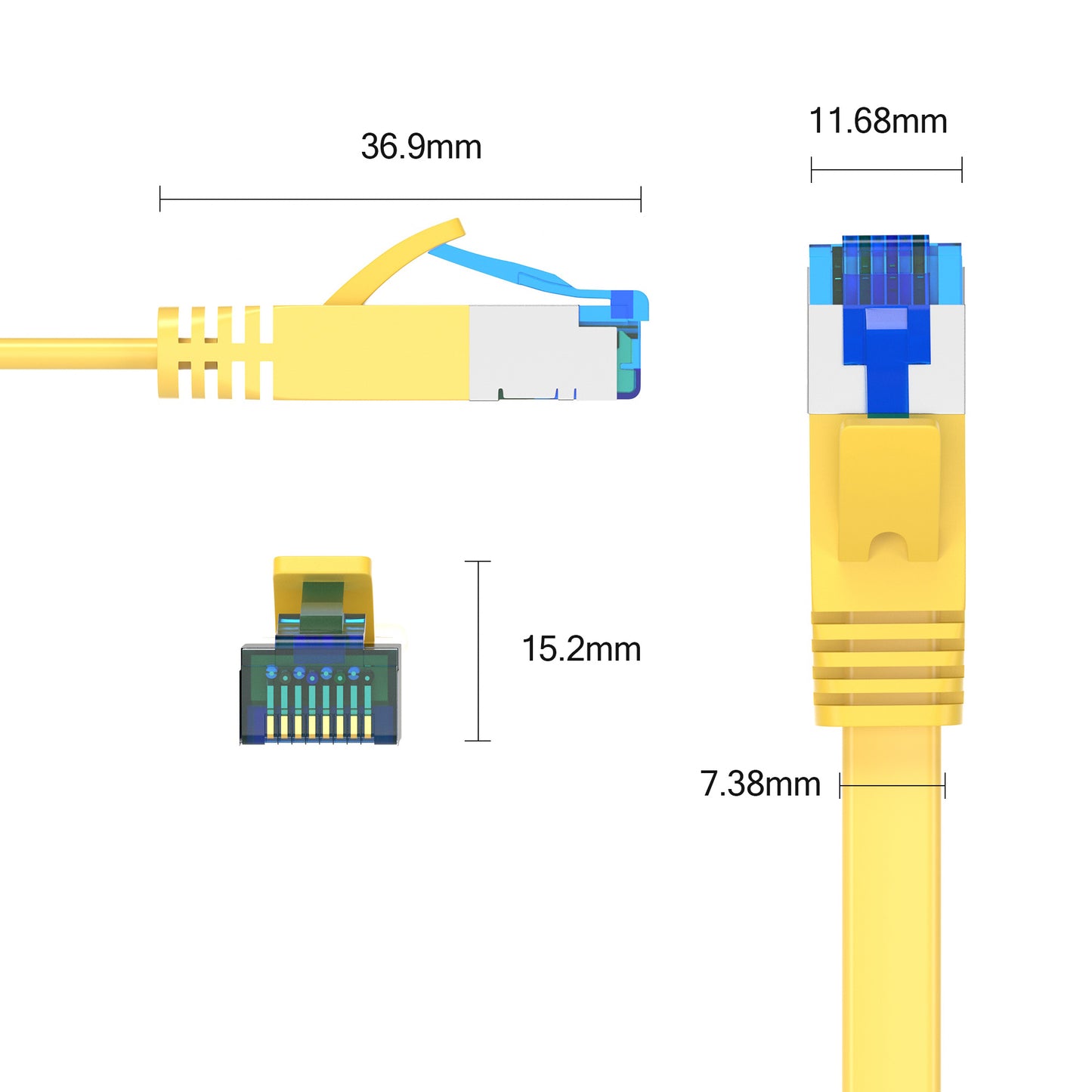 CAT 7 Patchkabel FLACH - GELB - Variante