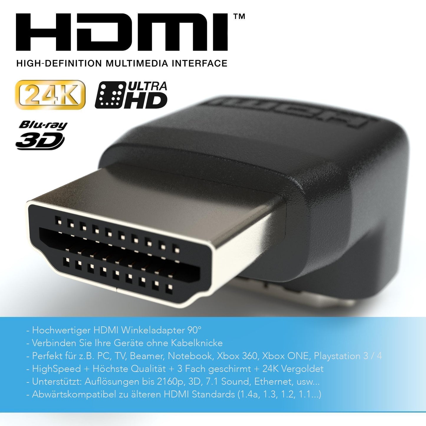 HDMI Winkel Adapter / HDMI A Female - HDMI A Male 90°