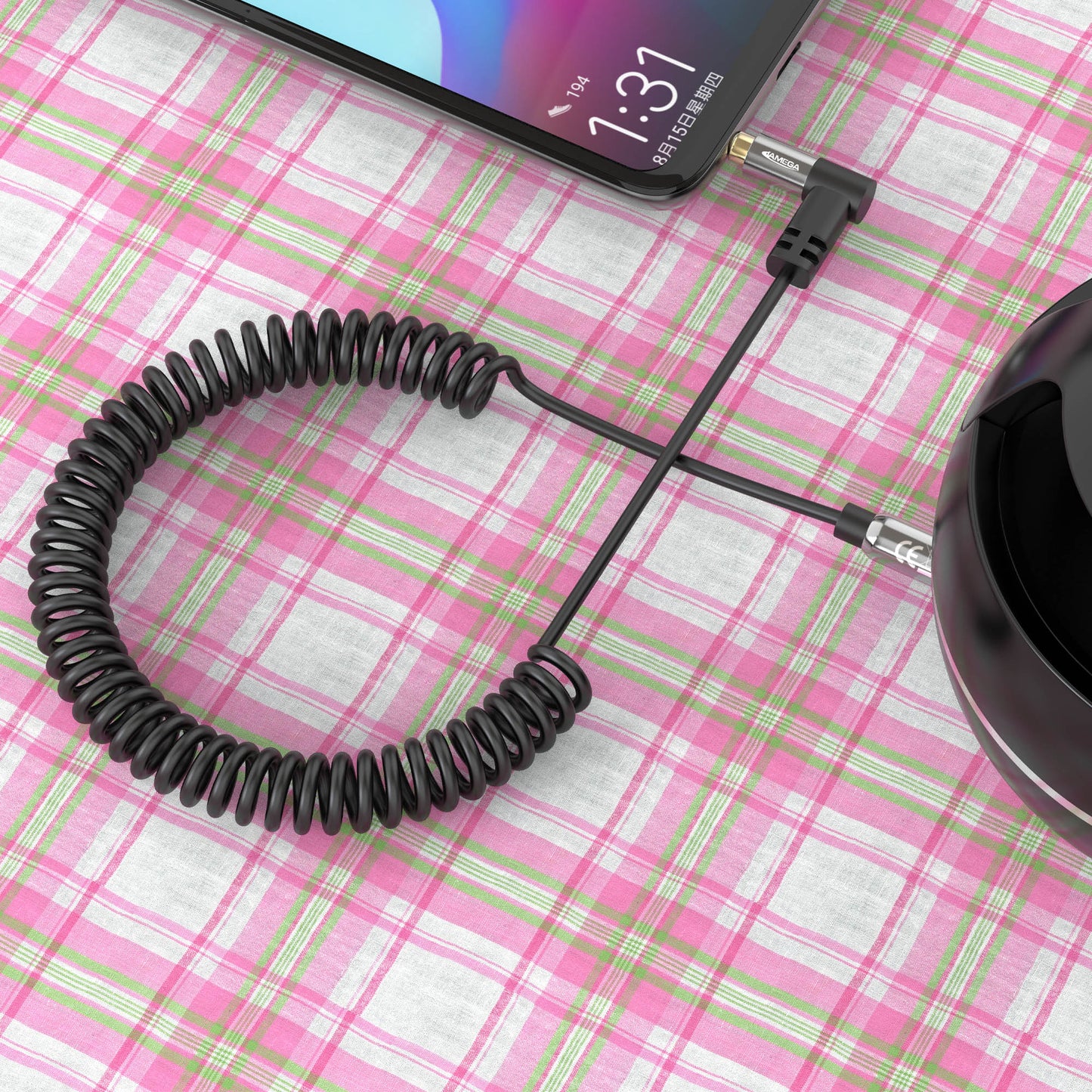 Aux Cabel 3.5mm angled with spring - Variation