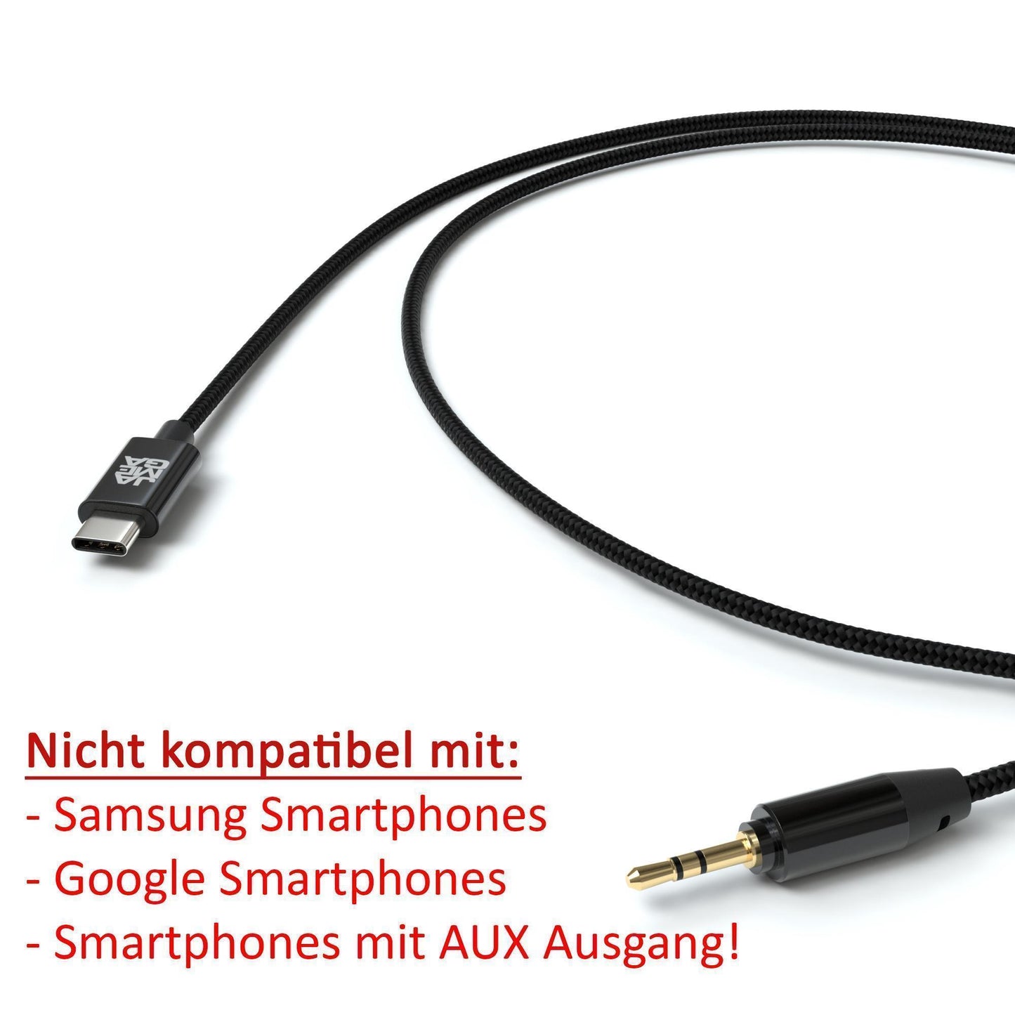 USB-C Male - 3,5mm AUX Male | Metal Shell / Nylon Braid | Variante