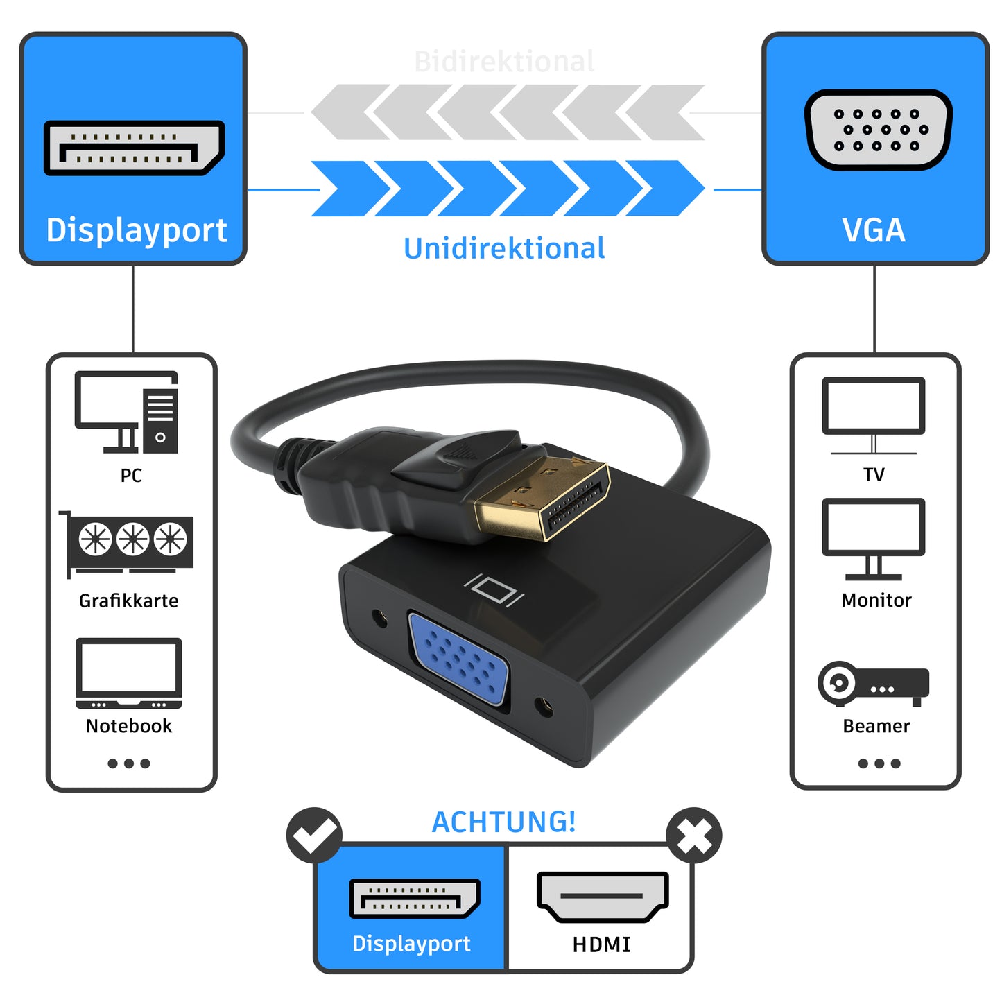 Displayport Male - VGA Female