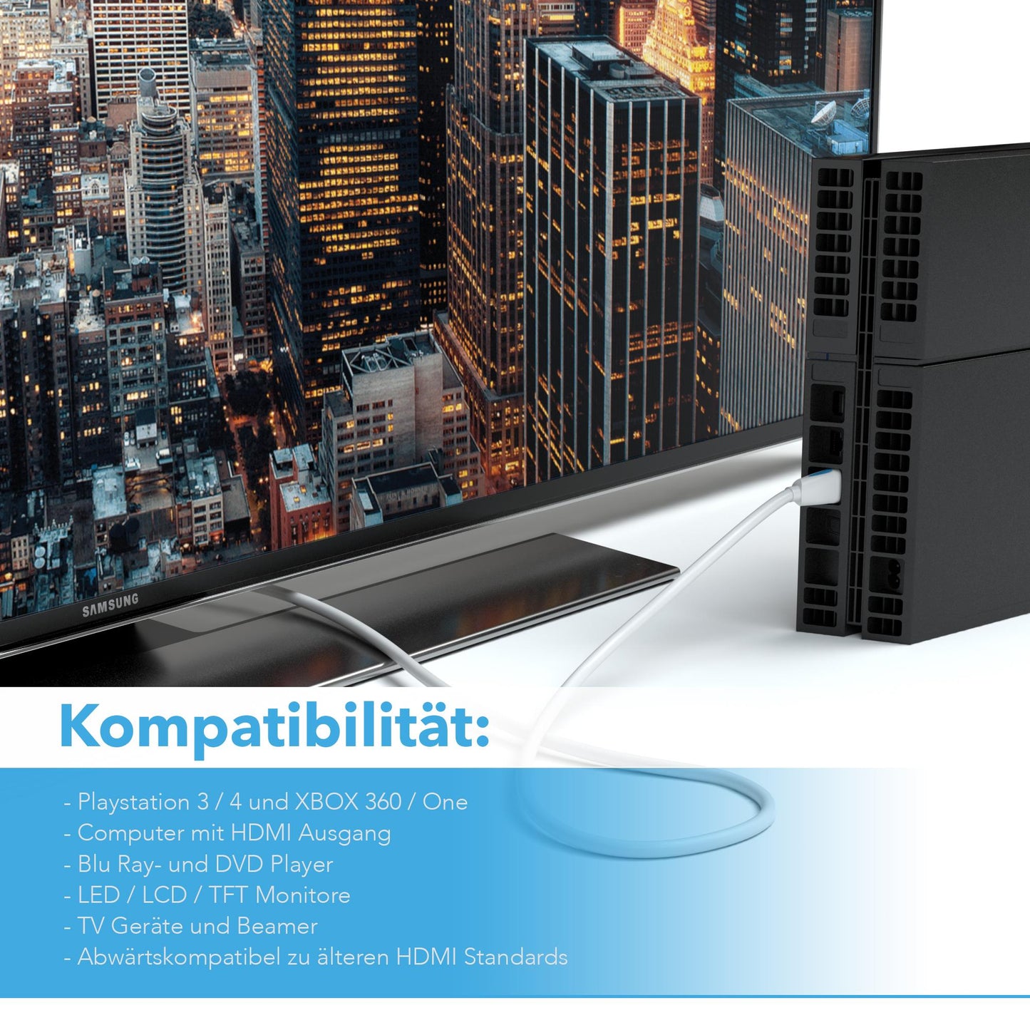 HDMI Kabel 2.0 - New 4K Model - *WHITE* - Variante "eBW"