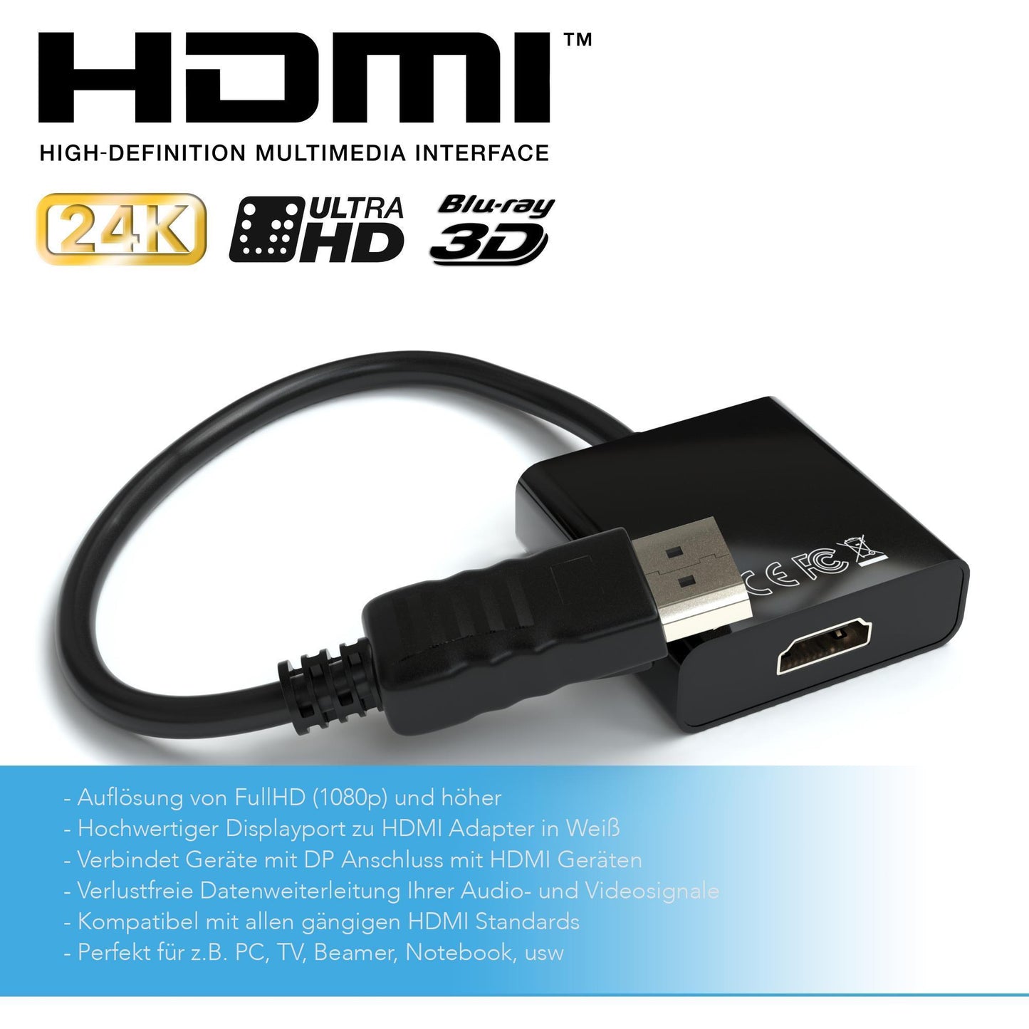 DisplayPort zu HDMI A Female Adapter - Schwarz