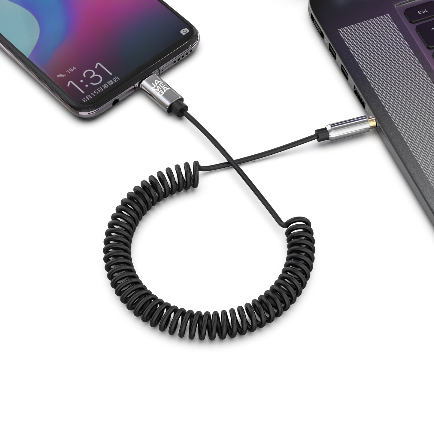 USB C zu Aux Spiralkabel