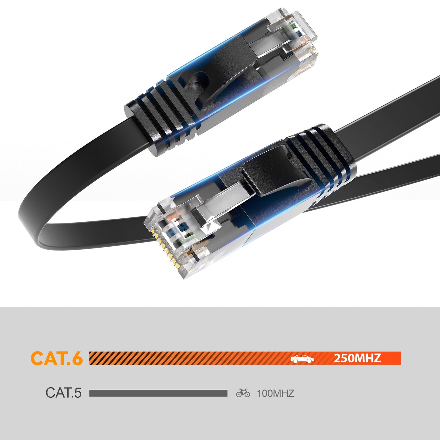 CAT 6 Flachkabel Schwarz