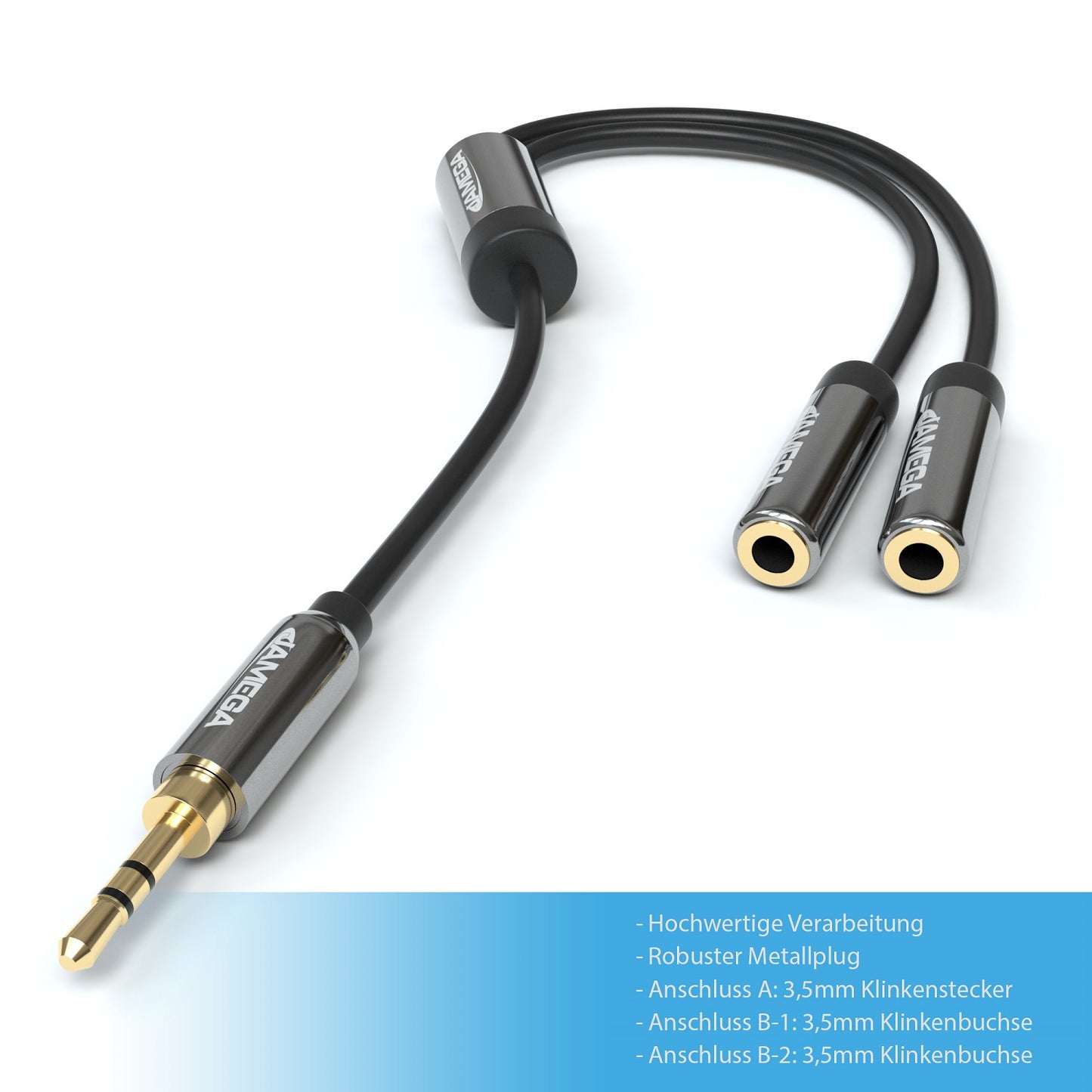 AUX Y-Adapter - Stecker auf 2x Buchse 0,2m