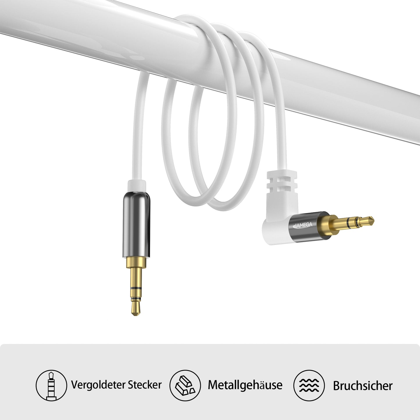 AUX Kabel 3,5mm 90° Winkel - *Weiß* - Variation