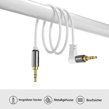 AUX Kabel 3,5mm 90° Winkel - *Weiß* - Variation
