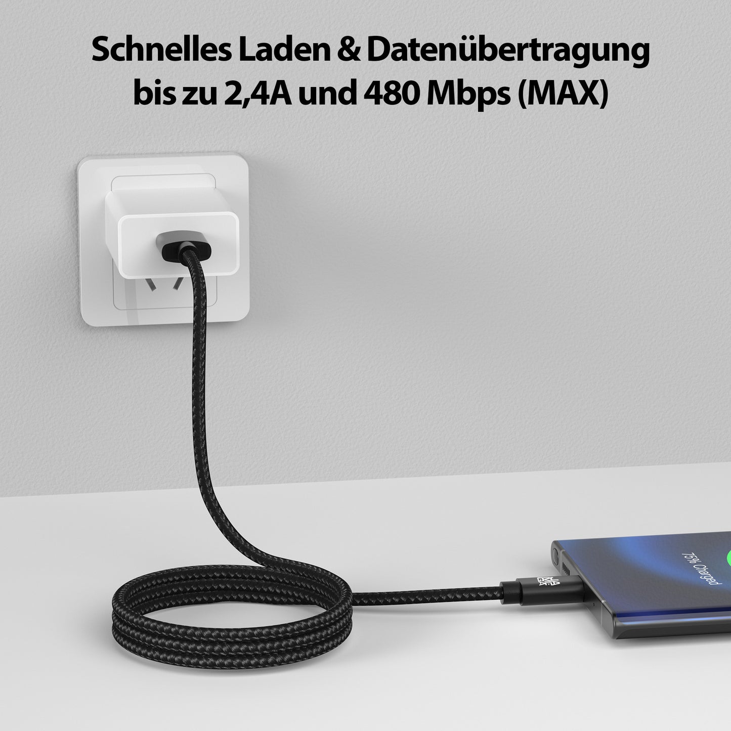 USB-C - USB A | Nylon + Metal Shell | *NEW MODEL* - Black - Variante "eBW"