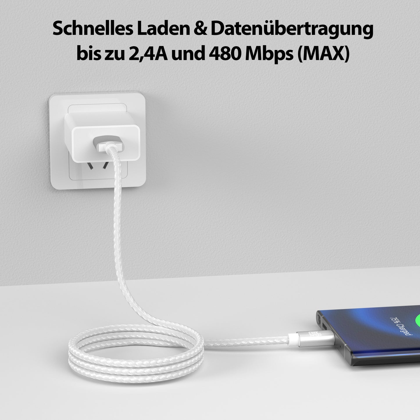 USB-C - USB A | Nylon + Metal Shell | *NEW MODEL* - White - Variante "eBW"