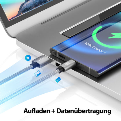USB-C - USB A | Nylon + Metal Shell | *NEW MODEL* - Silver - Variante "eBW"