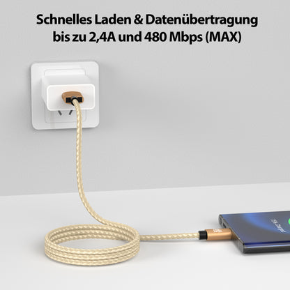 USB-C - USB A | Nylon + Metal Shell | *NEW MODEL* - Gold - Variante "eBW"