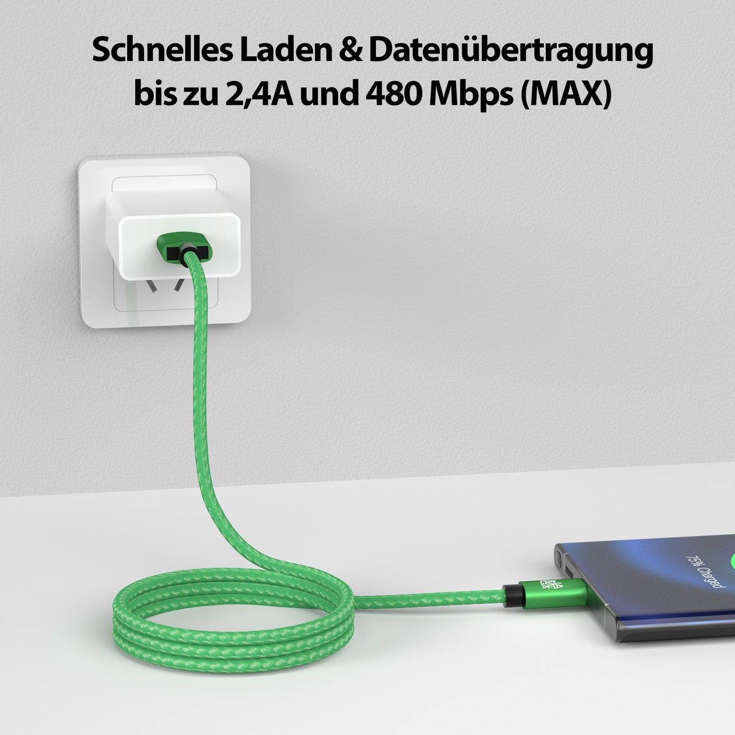 USB-C - USB A | Nylon + Metal Shell | *NEW MODEL* - Green - Variante "eBW"