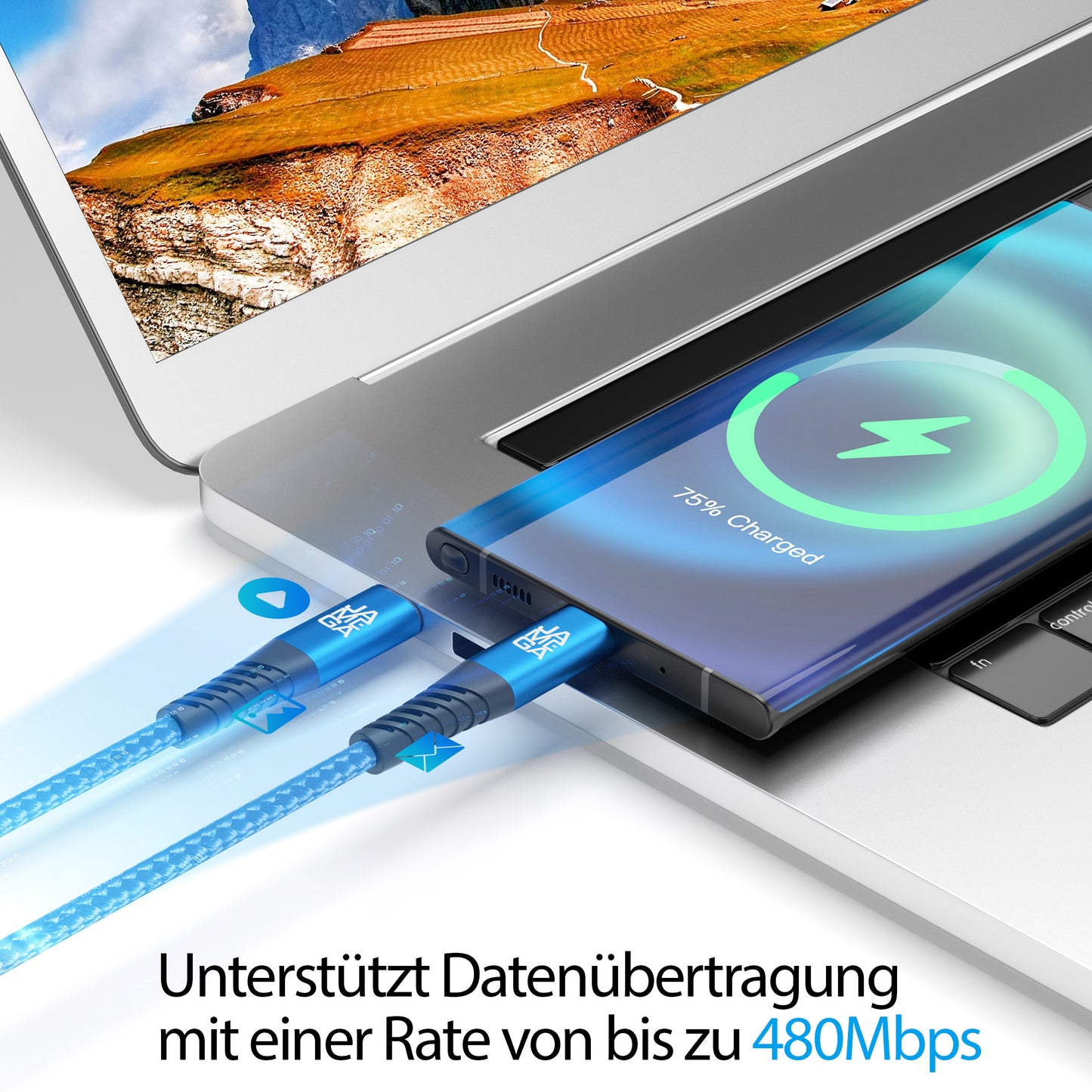 USB C Kabel Blau - Variante