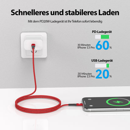 USB-C - Lightning Kabel Rot