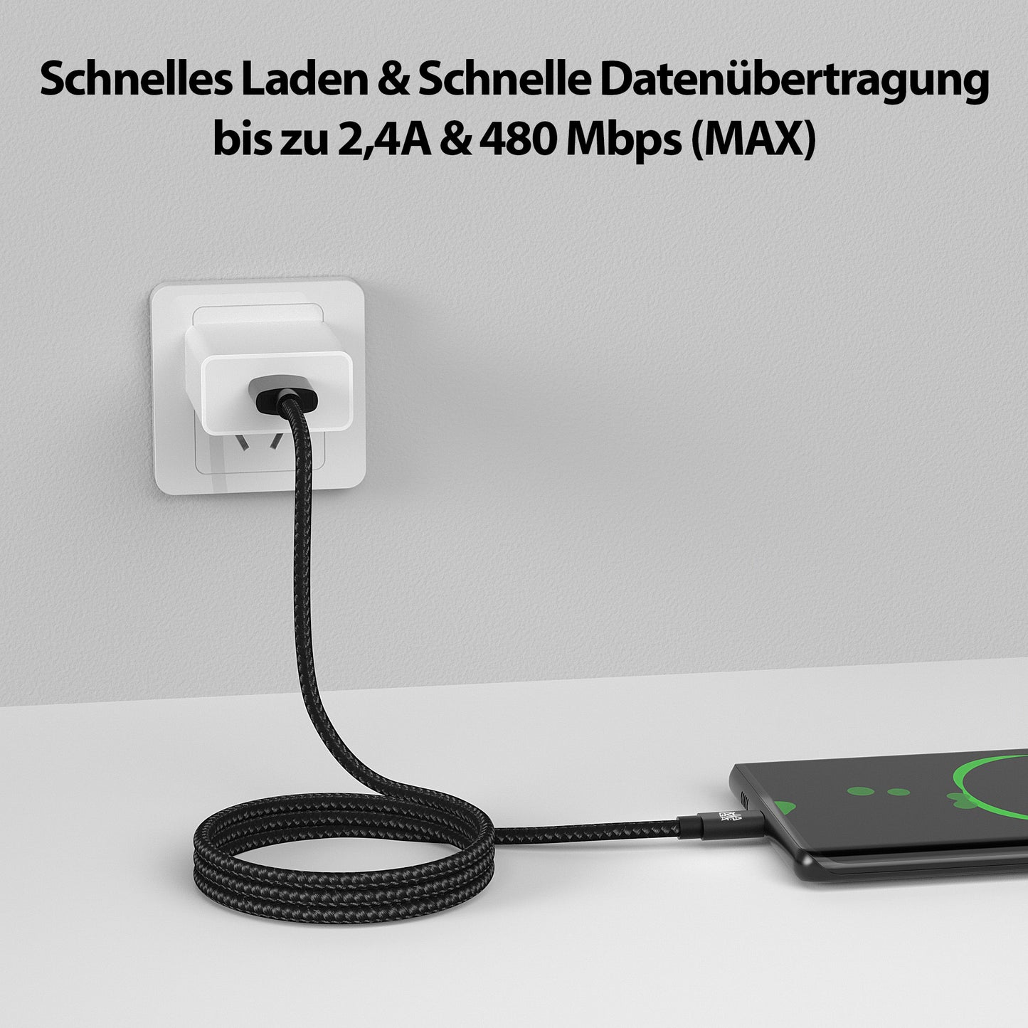 Micro USB Kabel | | 0,5 - 3m | | 4er Set Schwarz