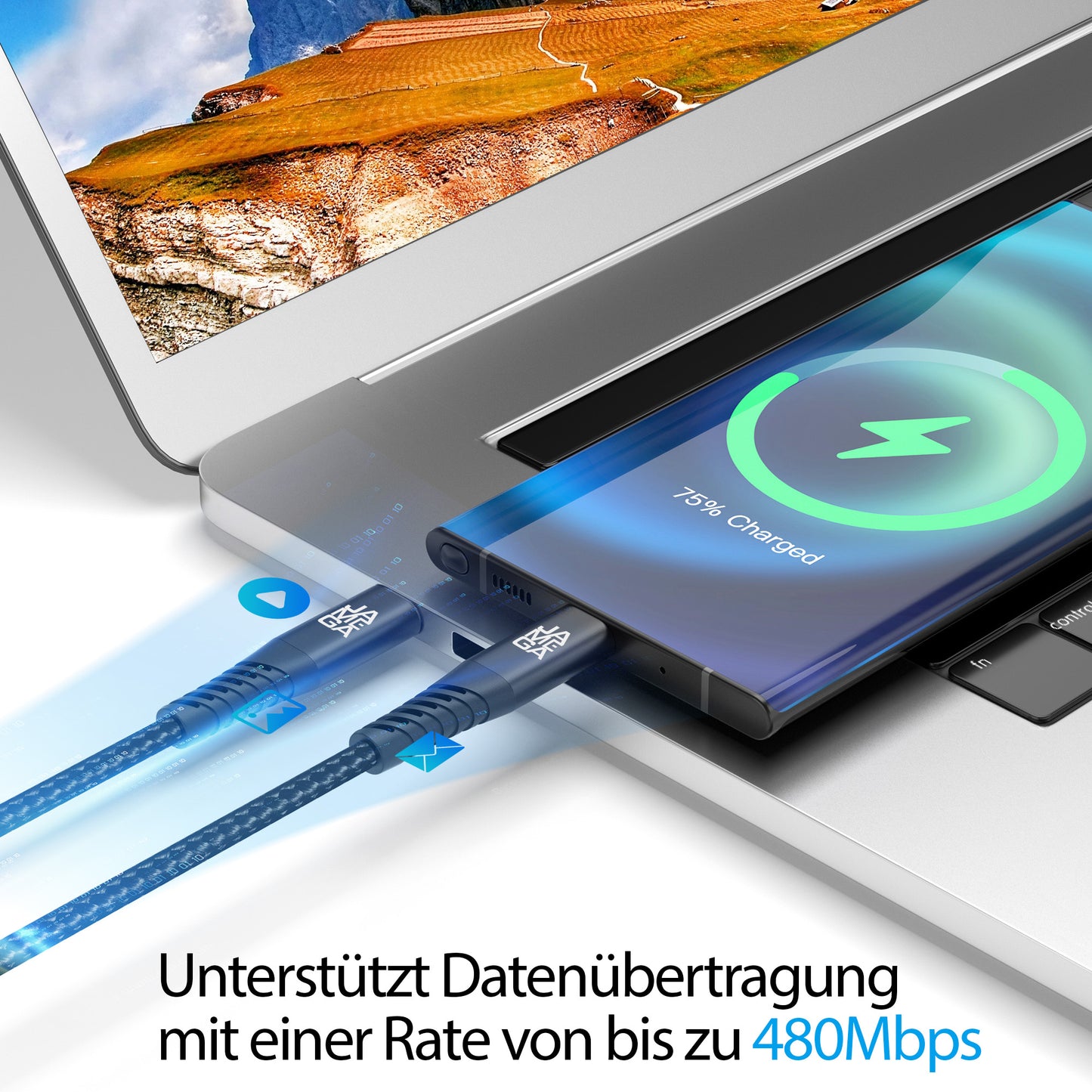 USB C Kabel Schwarz