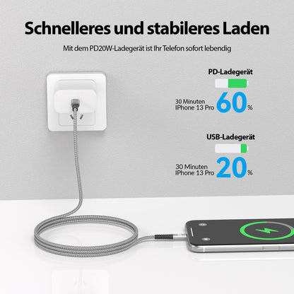 USB-C - Lightning Kabel Grau