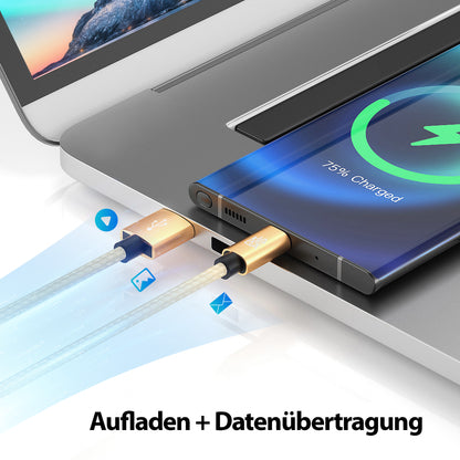 USB-C - USB A | Nylon + Metal Shell | *NEW MODEL* - Gold - Variante "eBW"