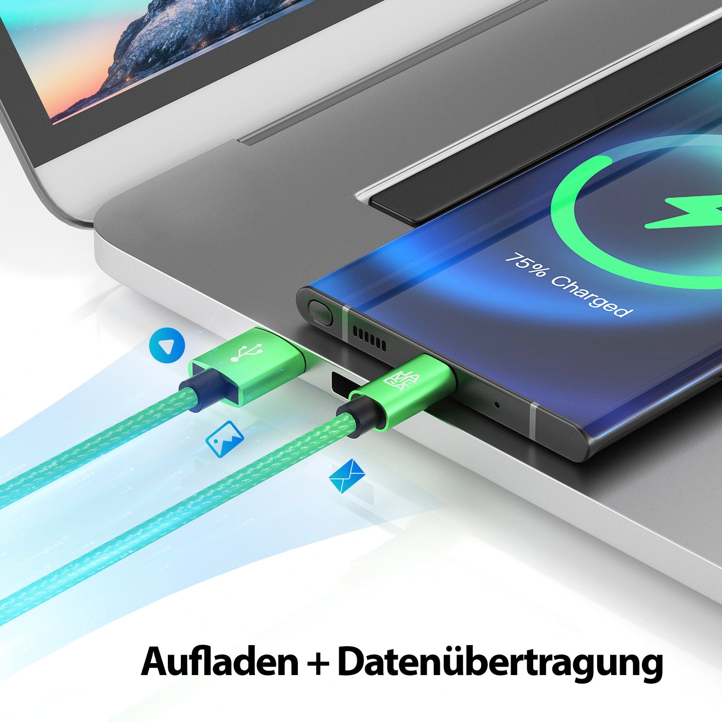 USB-C - USB A | Nylon + Metal Shell | *NEW MODEL* - Green - Variante "eBW"