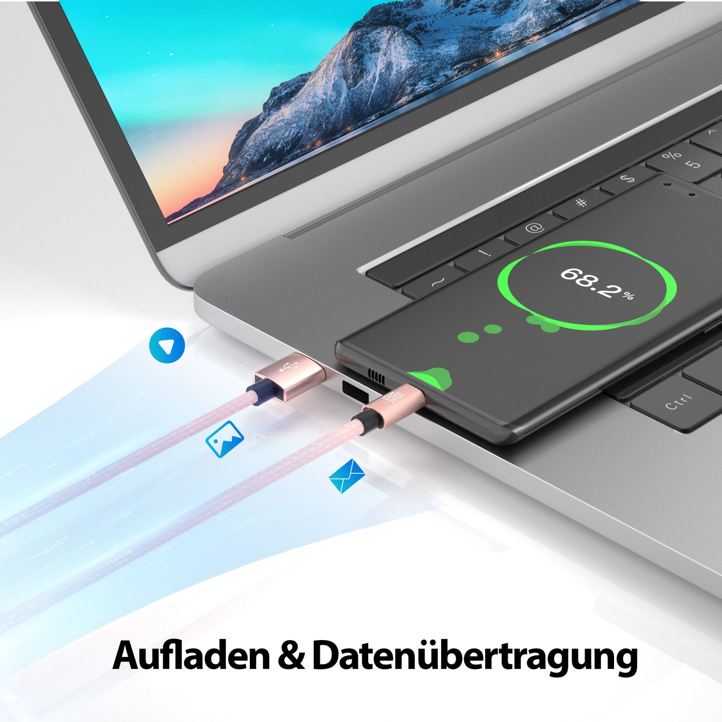 micro USB Kabel - RoseGold - Variante "eBW"