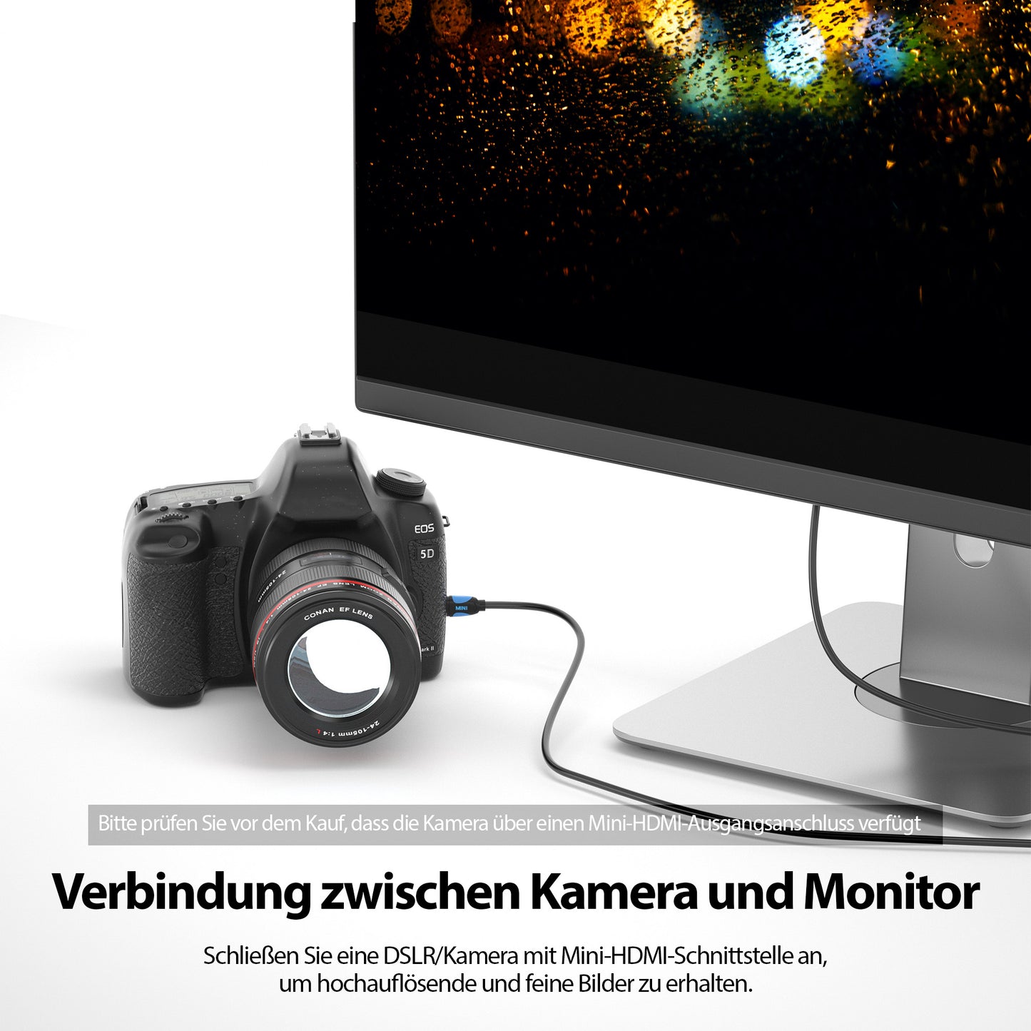 mini HDMI zu HDMI Kabel - schwarz/blau - Variante "eBW"
