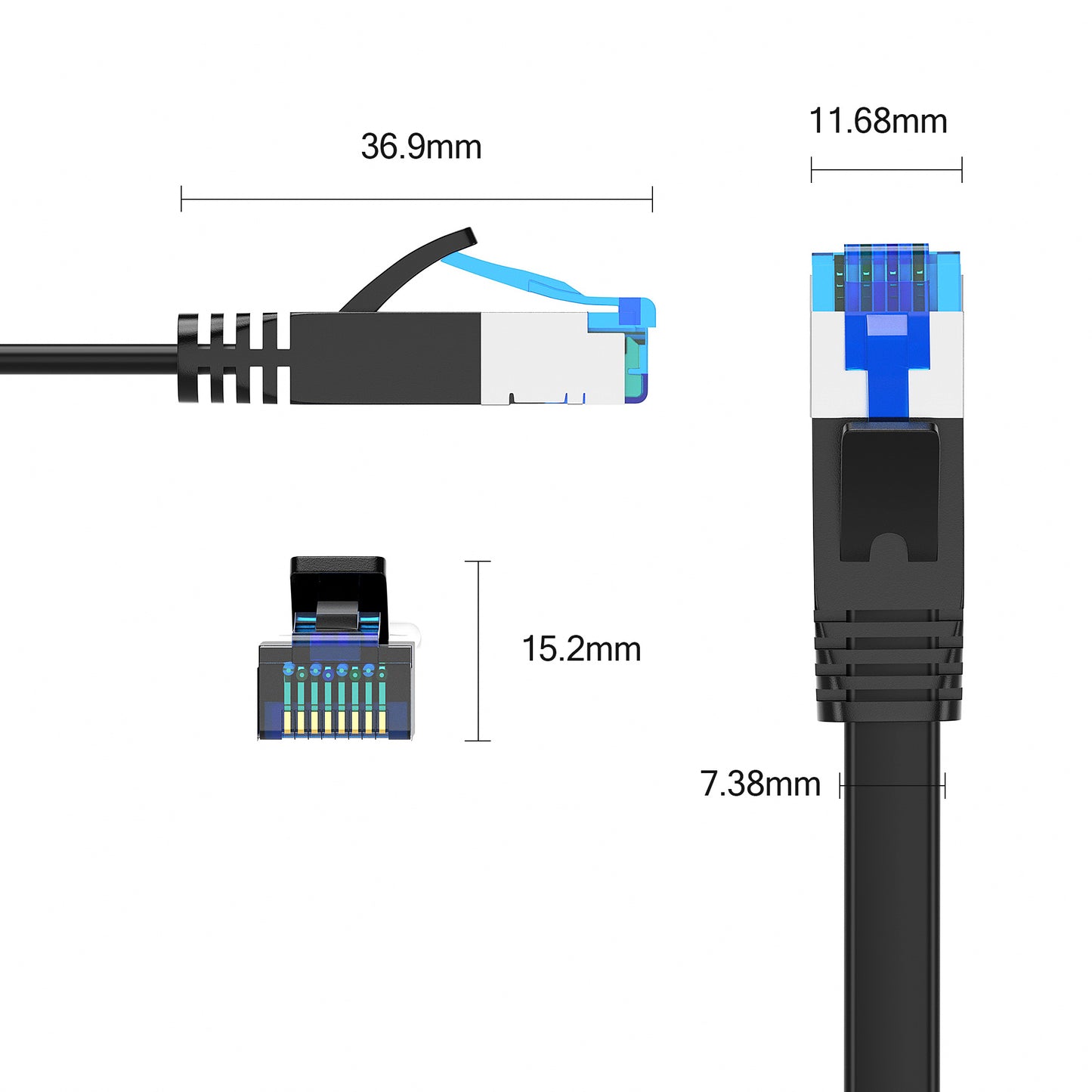 CAT 7 Patchkabel FLACH - Schwarz - Variante