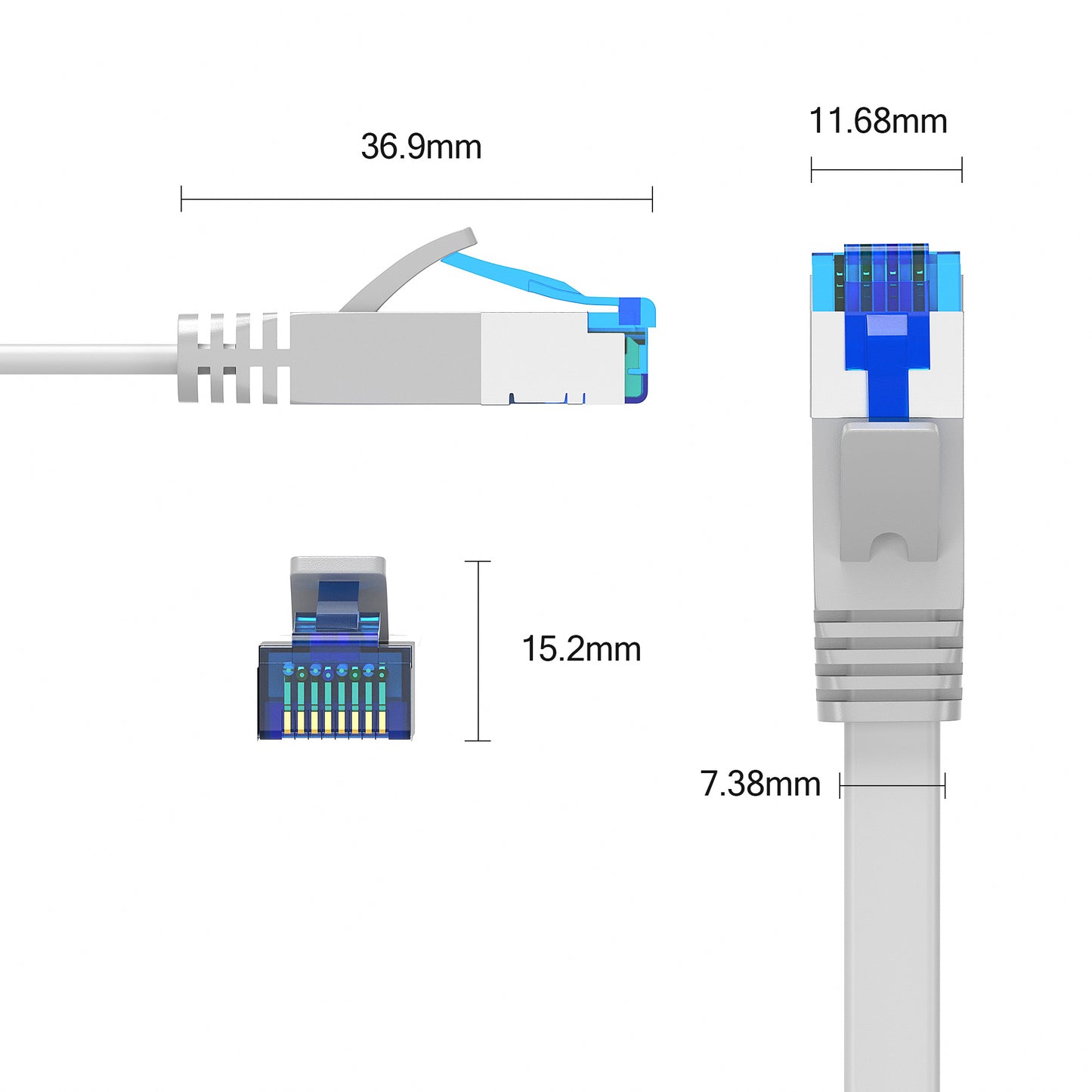 CAT 7 Patchkabel FLACH - GRAU - Variante