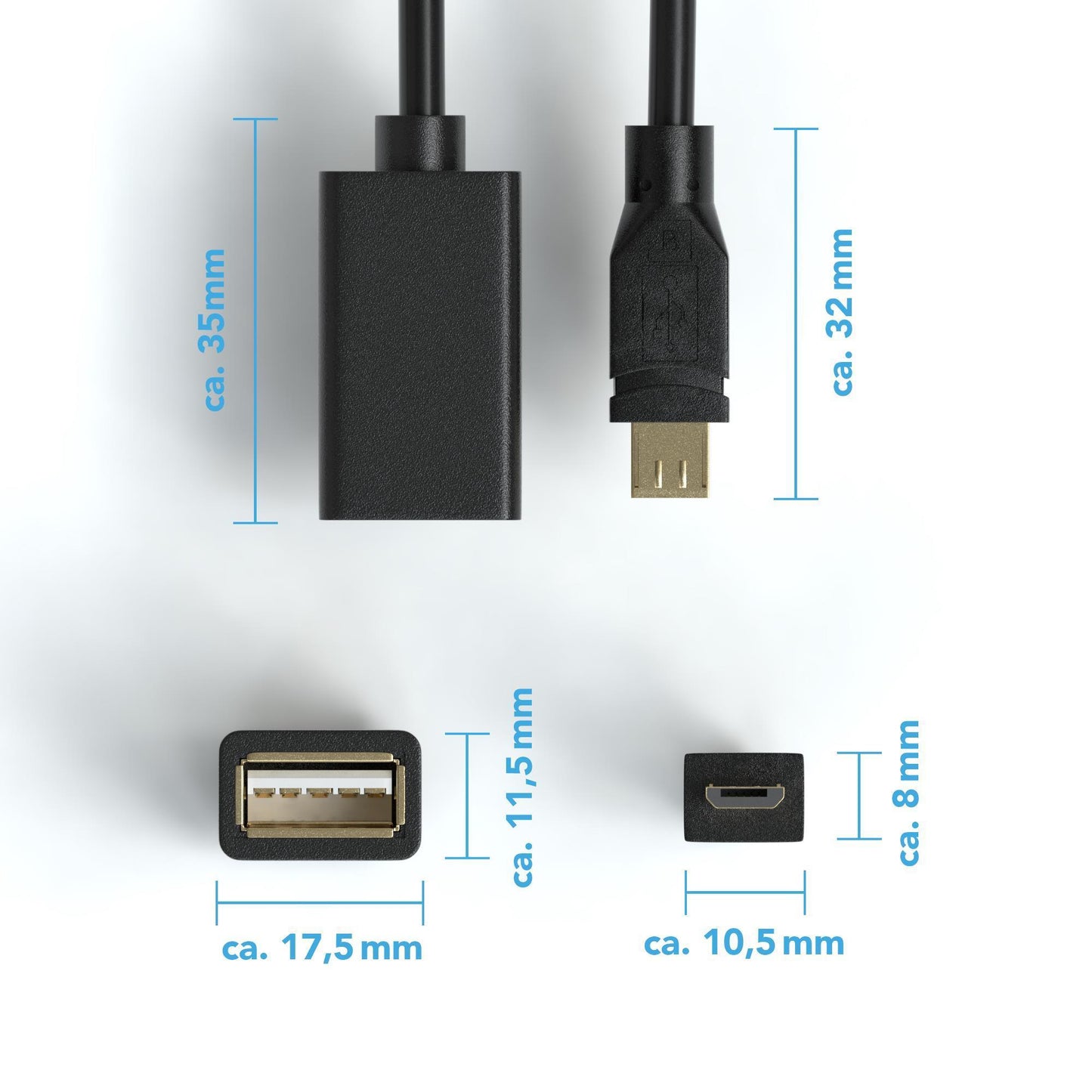 USB Buchse zu Micro USB Stecker - OTG Adapter - 0,2m