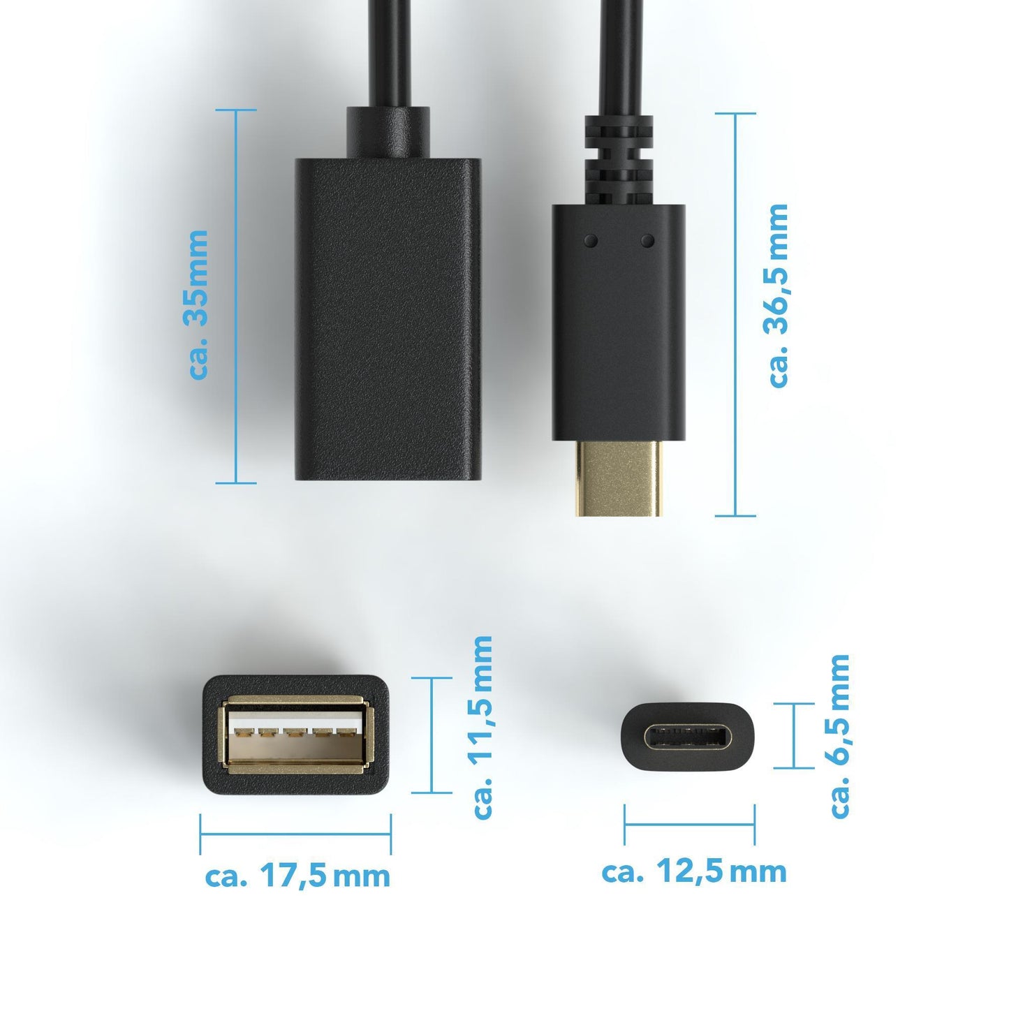 USB Buchse zu USB C Stecker - Adapter - 0,2m