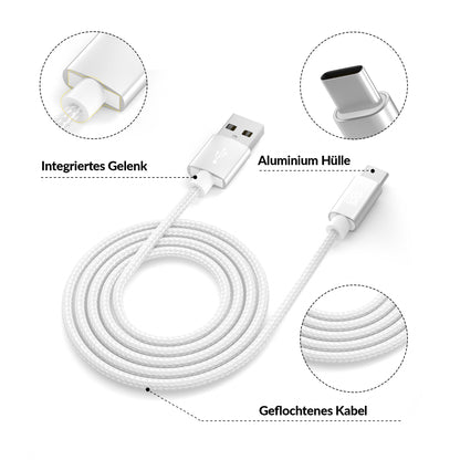 USB-C - USB A | Nylon + Metal Shell | *NEW MODEL* - White - Variante "eBW"