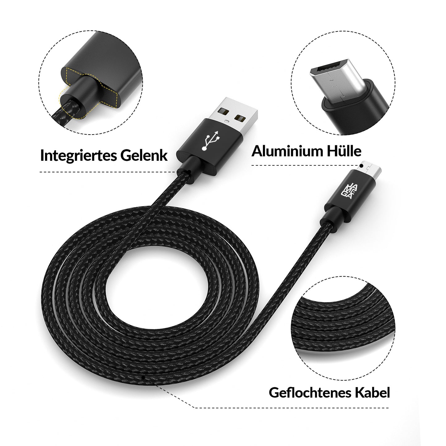 micro USB Kabel - Black - Variante "eBW"