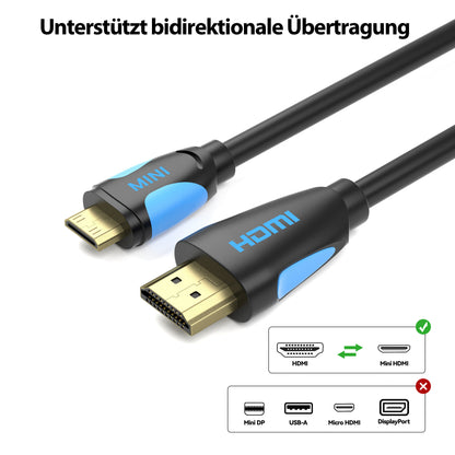 mini HDMI zu HDMI Kabel - schwarz/blau - Variante "eBW"