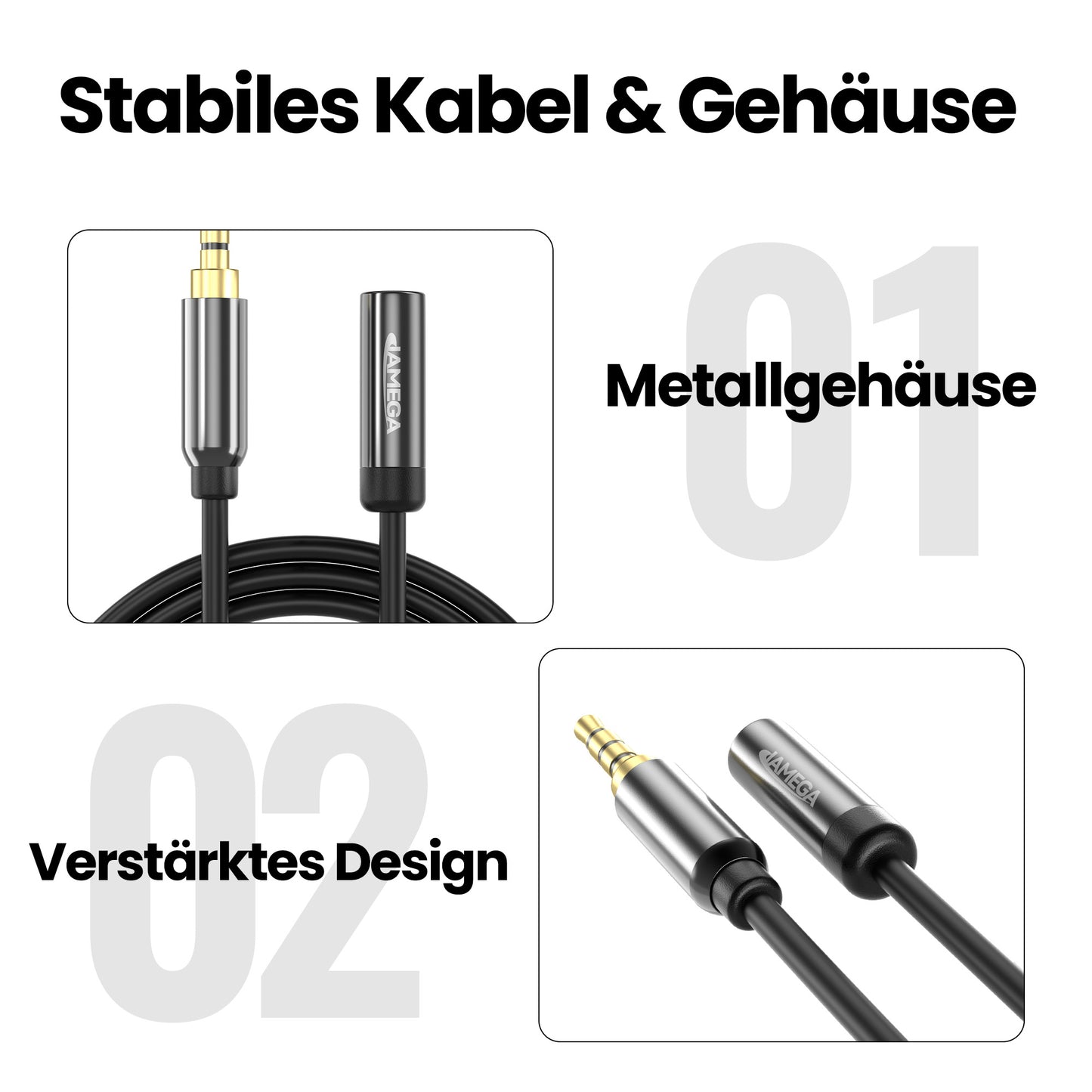 3,5mm Klinkenstecker 4 Polig - 3,5mm Klinkenbuchse 4 Polig Kabel - Variation "eBW"
