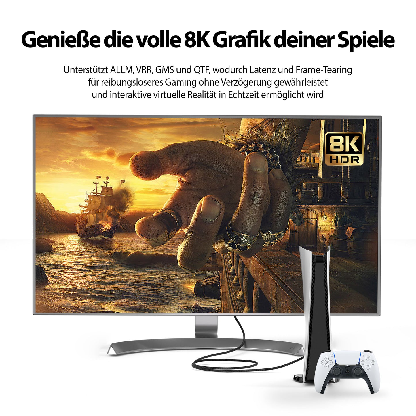 8K Black Ultra High Speed HDMI Kabel - Schwarz/Blau - Variation "eBW"
