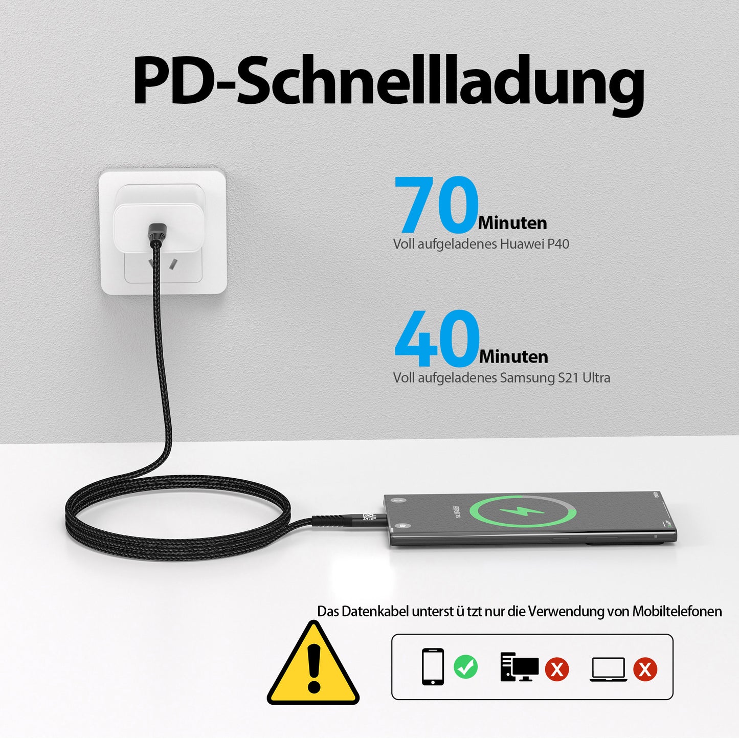 USB C Kabel Schwarz - Variante