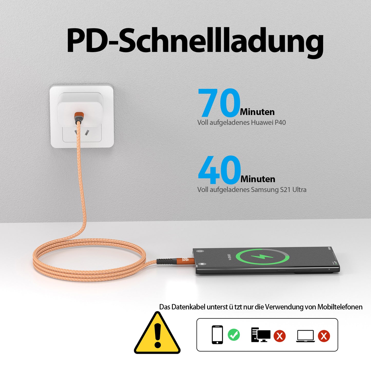 USB C Kabel Orange - Variante