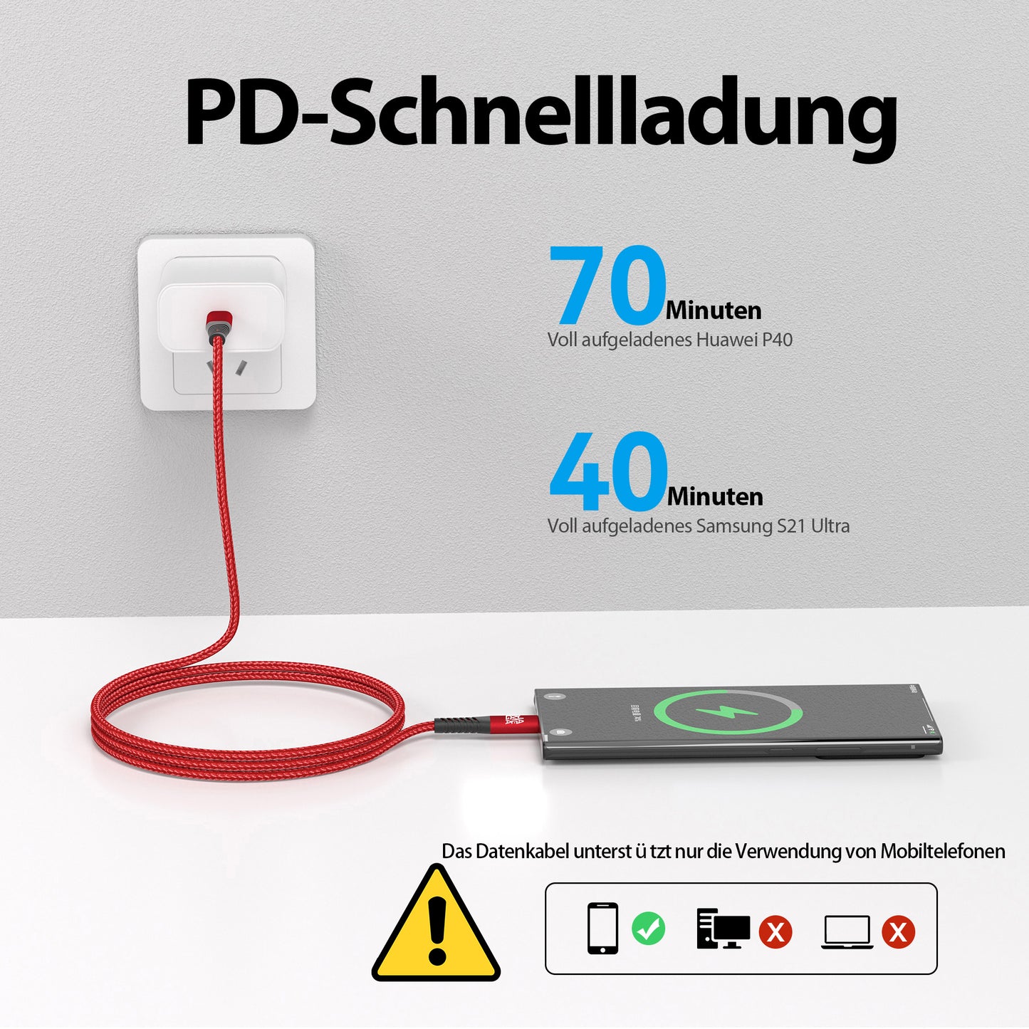 USB C Kabel Rot - Variante